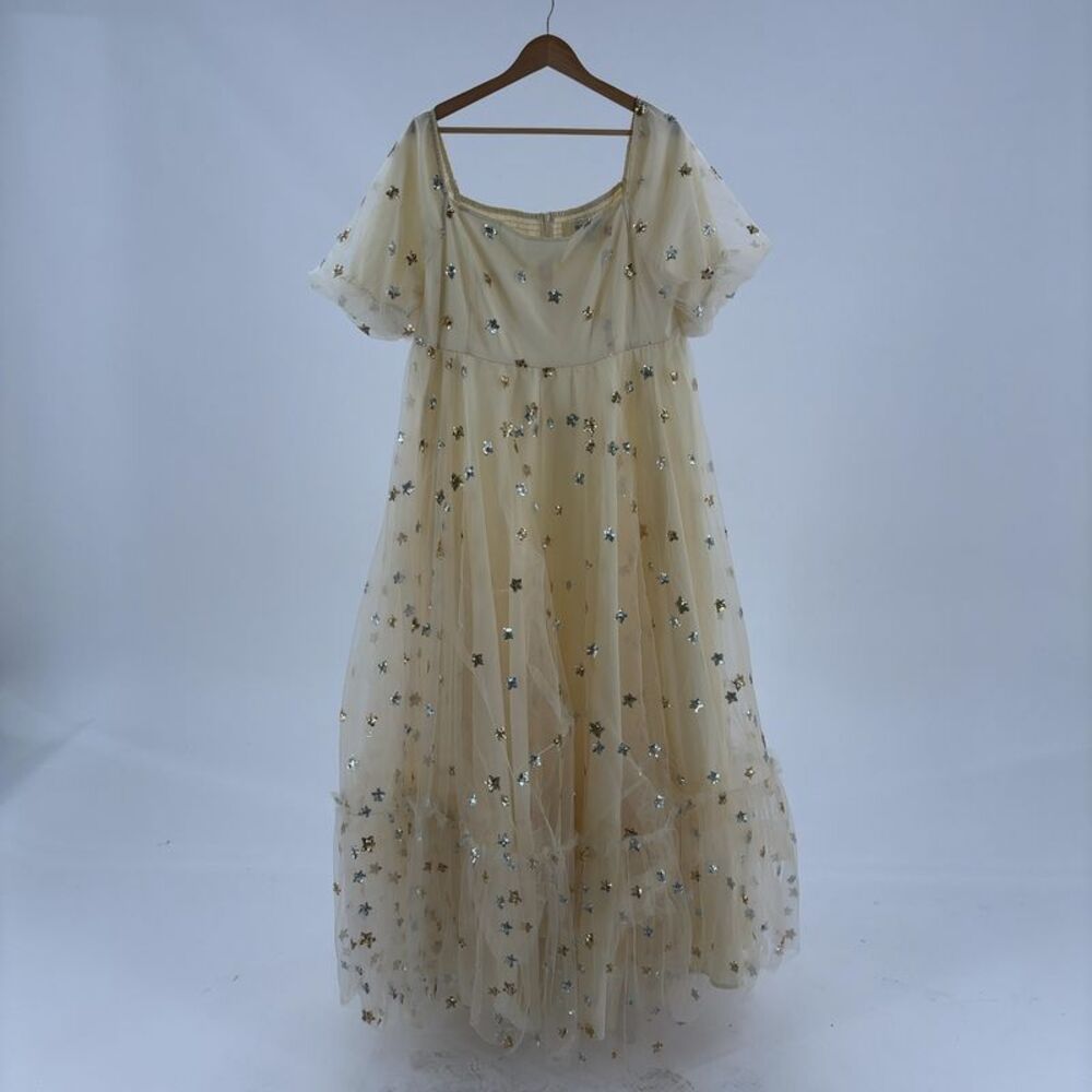 JessaKae Cream Star-embroidery Wendy Dress